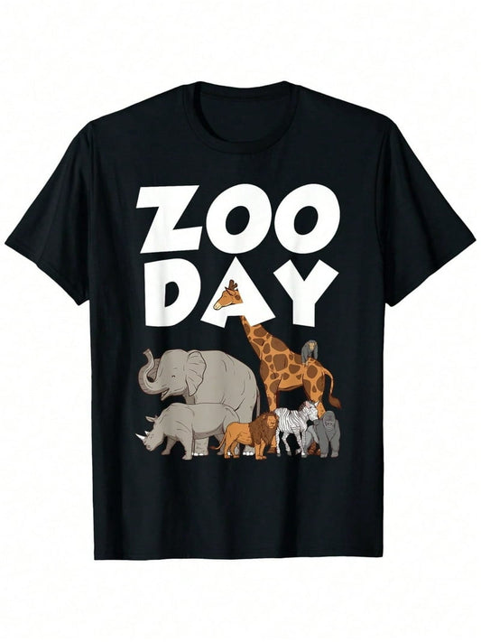 children’s wear Cute Zoo Day Animal Safari Graphic T-Shirt for Kids, Funny Elephant Giraffe Lion Zebra Toddler Boys Girls Tee